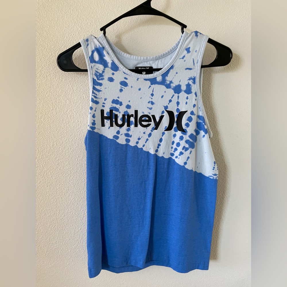 Hurley Blue and White Splash Tank Top